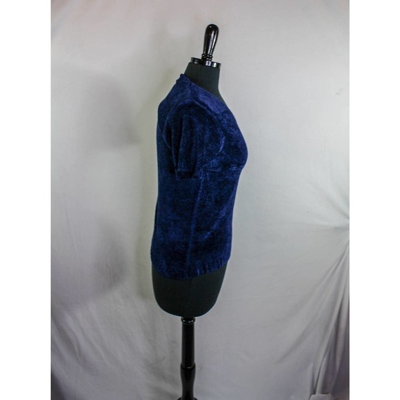 Carolyn Taylor Sweater Short Sleeve V Neck Blue Rayon Acrylic Size S - Picture 2 of 5